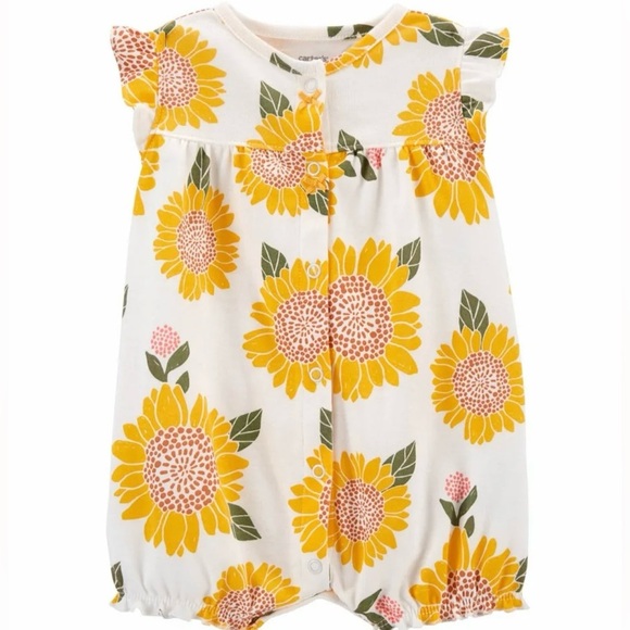 Carter’s|Baby girl white Sunflower print bubble romper with ruffles•••boho 24M - Picture 6 of 6